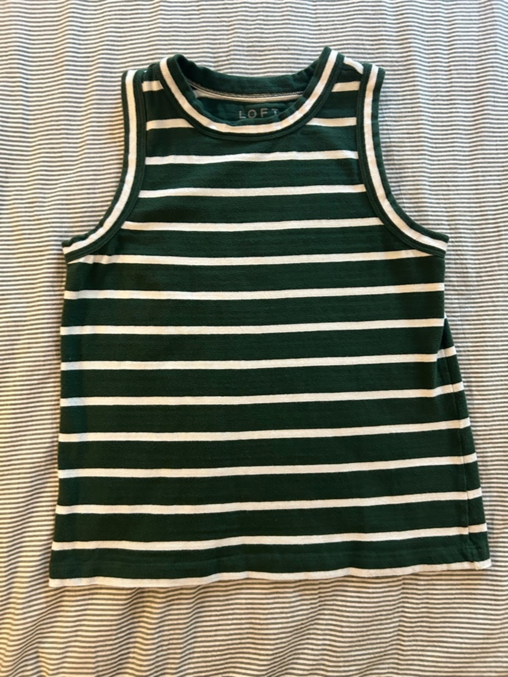 LOFT Green & White Striped Tee